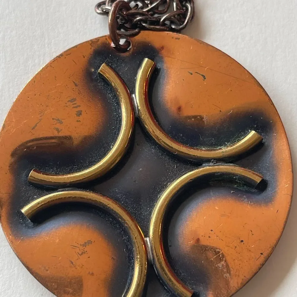 Vintage MCM Retro 1960's‎ Copper Necklace with Multi Link Chain